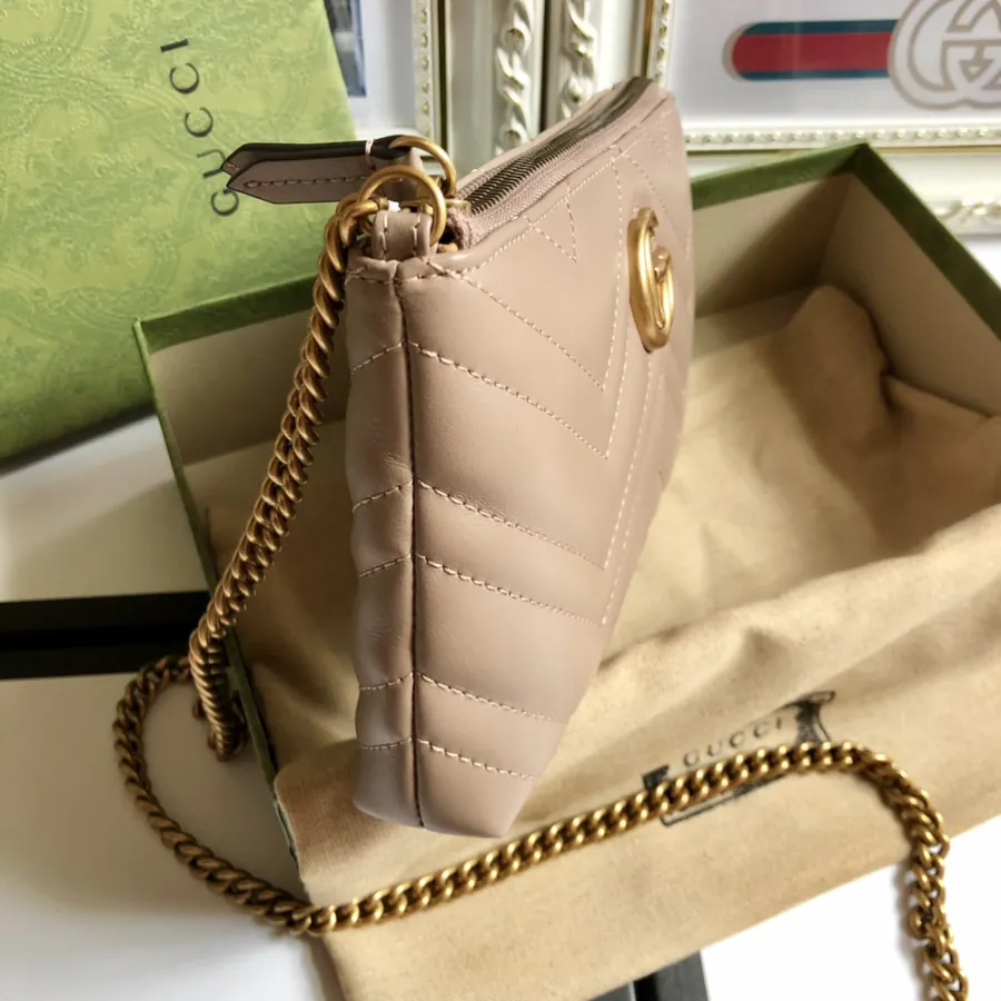 G Brand Chain Bag Premium Edition, Grained Calfskin, GG Logo, Classic Style