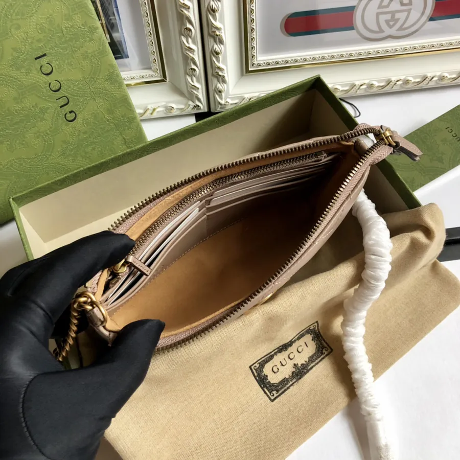 G Brand Chain Bag Premium Edition, Grained Calfskin, GG Logo, Classic Style