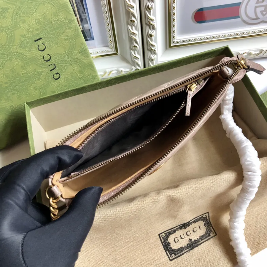G Brand Chain Bag Premium Edition, Grained Calfskin, GG Logo, Classic Style
