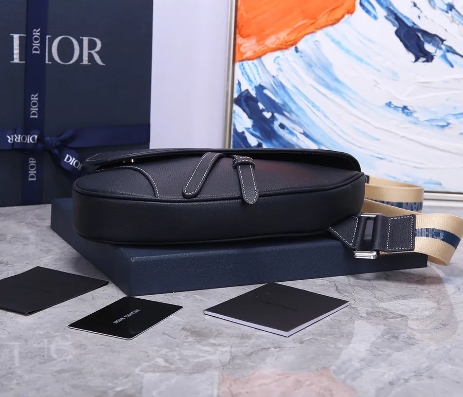 DIOR Saddle Bag in New Blue Grained Calfskin