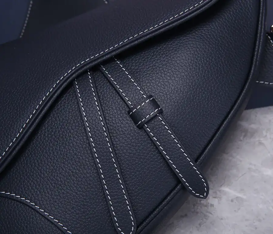 DIOR Saddle Bag in New Blue Grained Calfskin