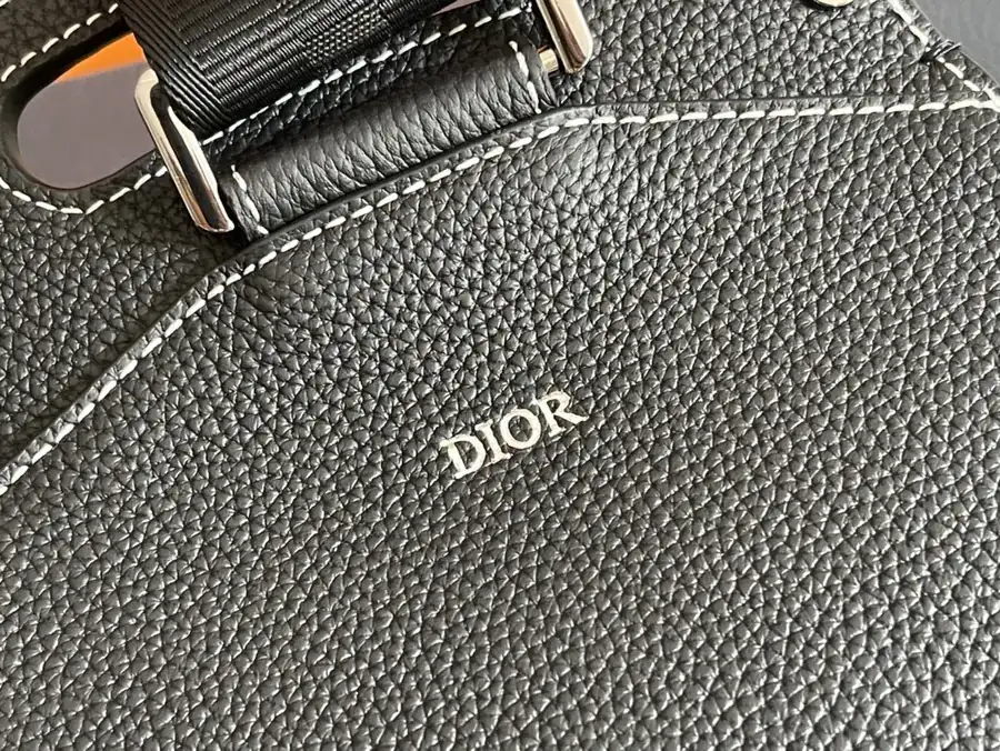 Dio Oblique Mini Tote in Black Grained Calfskin