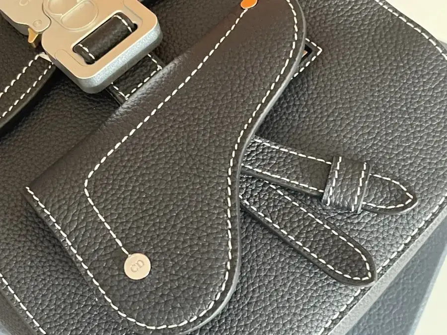Dio Oblique Mini Tote in Black Grained Calfskin