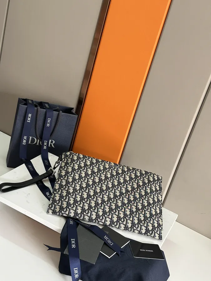 DIOR A5 Handbag Minimalist Design with Oblique Print and Leather Trim