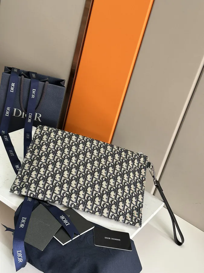 DIOR A5 Handbag Minimalist Design with Oblique Print and Leather Trim