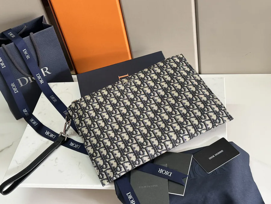 DIOR A5 Handbag Minimalist Design with Oblique Print and Leather Trim