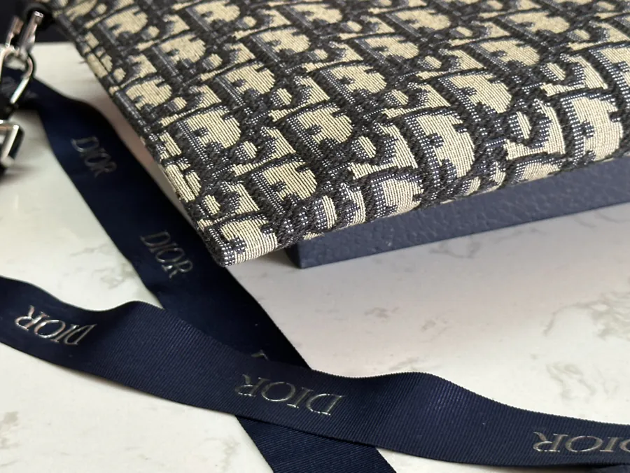DIOR A5 Handbag Minimalist Design with Oblique Print and Leather Trim