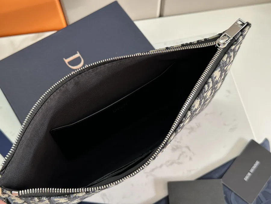 DIOR A5 Handbag Minimalist Design with Oblique Print and Leather Trim