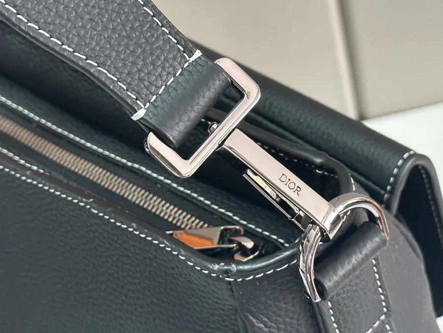 D House Saddle Soft Handbag with Grained Calfskin
