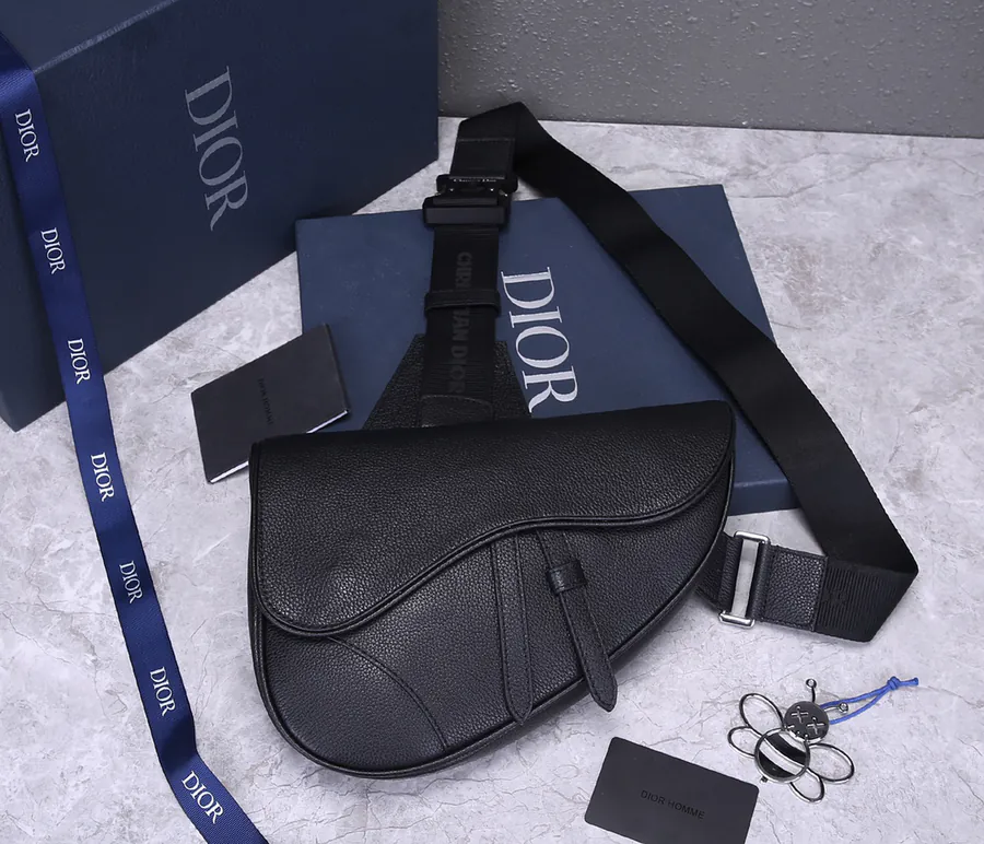 DIOR Saddle Bag Black Grained Calfskin