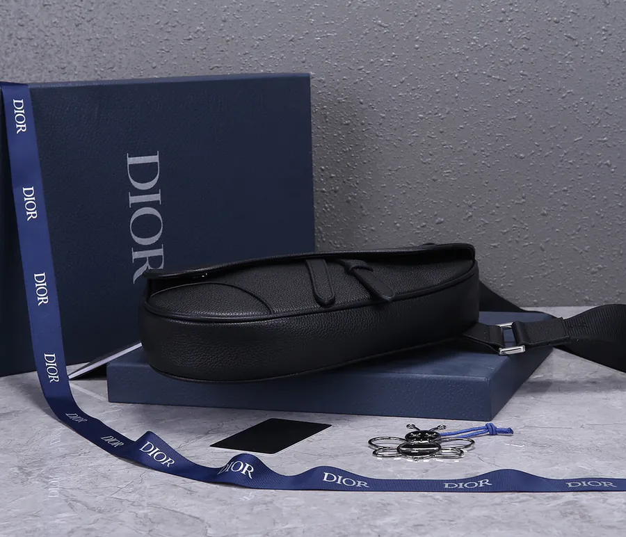 DIOR Saddle Bag Black Grained Calfskin