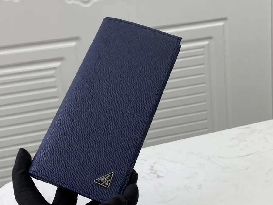 Classic Suit Wallet in Blue ZP Design, Italian Grained Calfskin