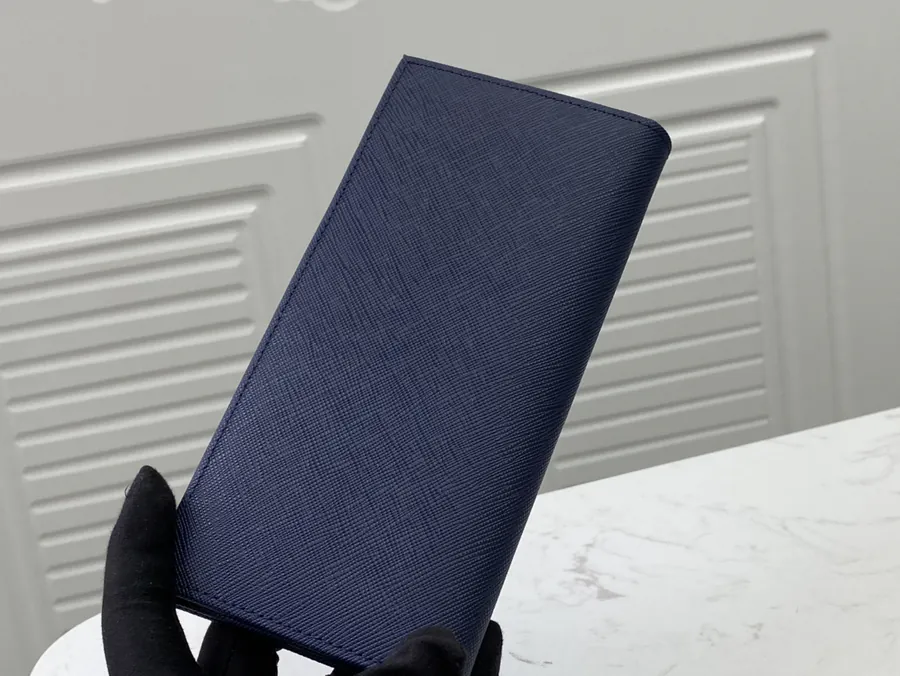 Classic Suit Wallet in Blue ZP Design, Italian Grained Calfskin