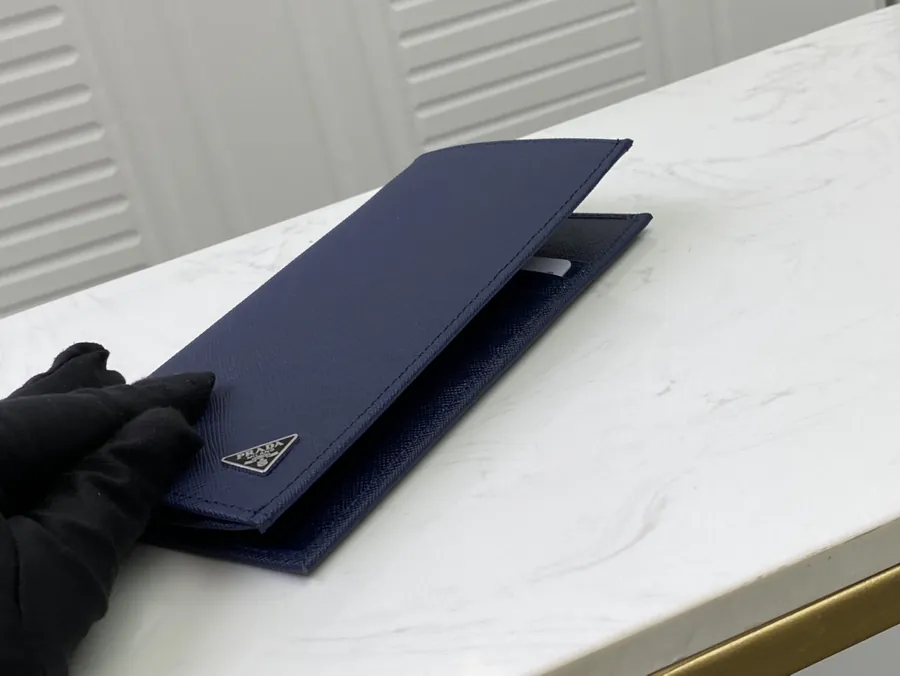 Classic Suit Wallet in Blue ZP Design, Italian Grained Calfskin