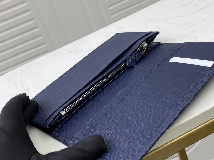 Classic Suit Wallet in Blue ZP Design, Italian Grained Calfskin