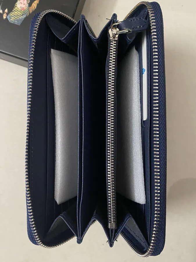 Classic Single Zip Wallet in Blue ZP Development, Italian Cross Grain Calfskin