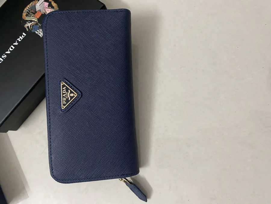 Classic Single Zip Wallet in Blue ZP Development, Italian Cross Grain Calfskin