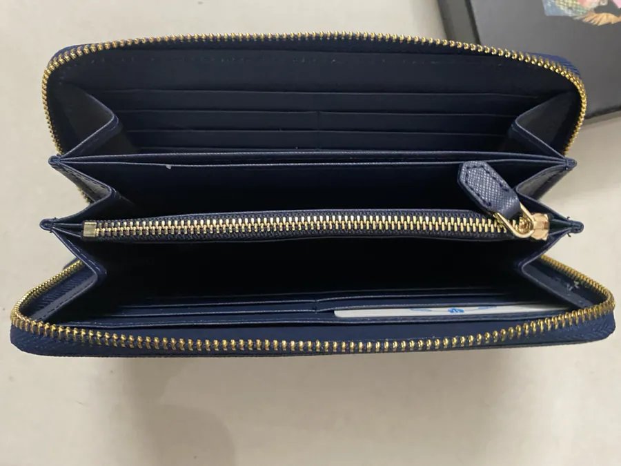 Classic Single Zip Wallet in Blue ZP Development, Italian Cross Grain Calfskin