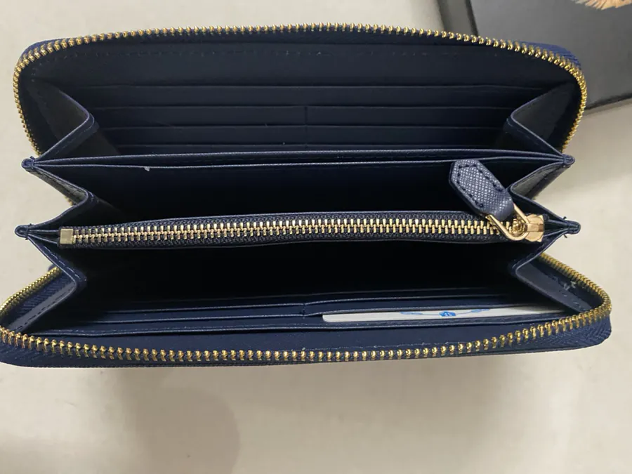 Classic Single Zip Wallet in Blue ZP Development, Italian Cross Grain Calfskin