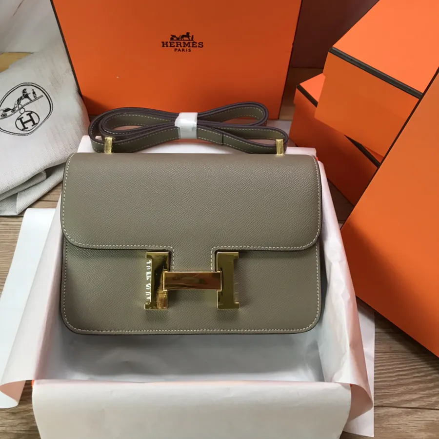 Constance Bucket Bag with Gold and Silver Buckles, 23cm