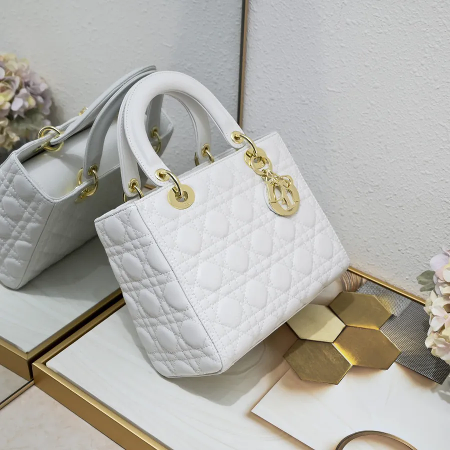 My Lady White Genuine Leather Bucket Bag