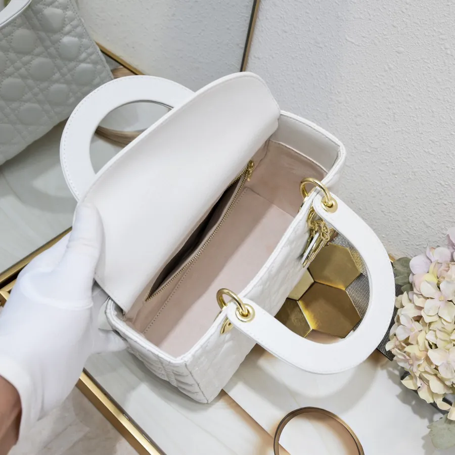 My Lady White Genuine Leather Bucket Bag