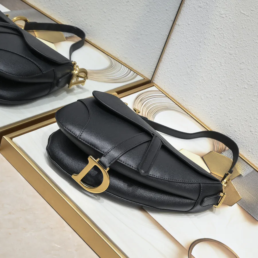 Saddle Black Handprint Series Bucket Bag