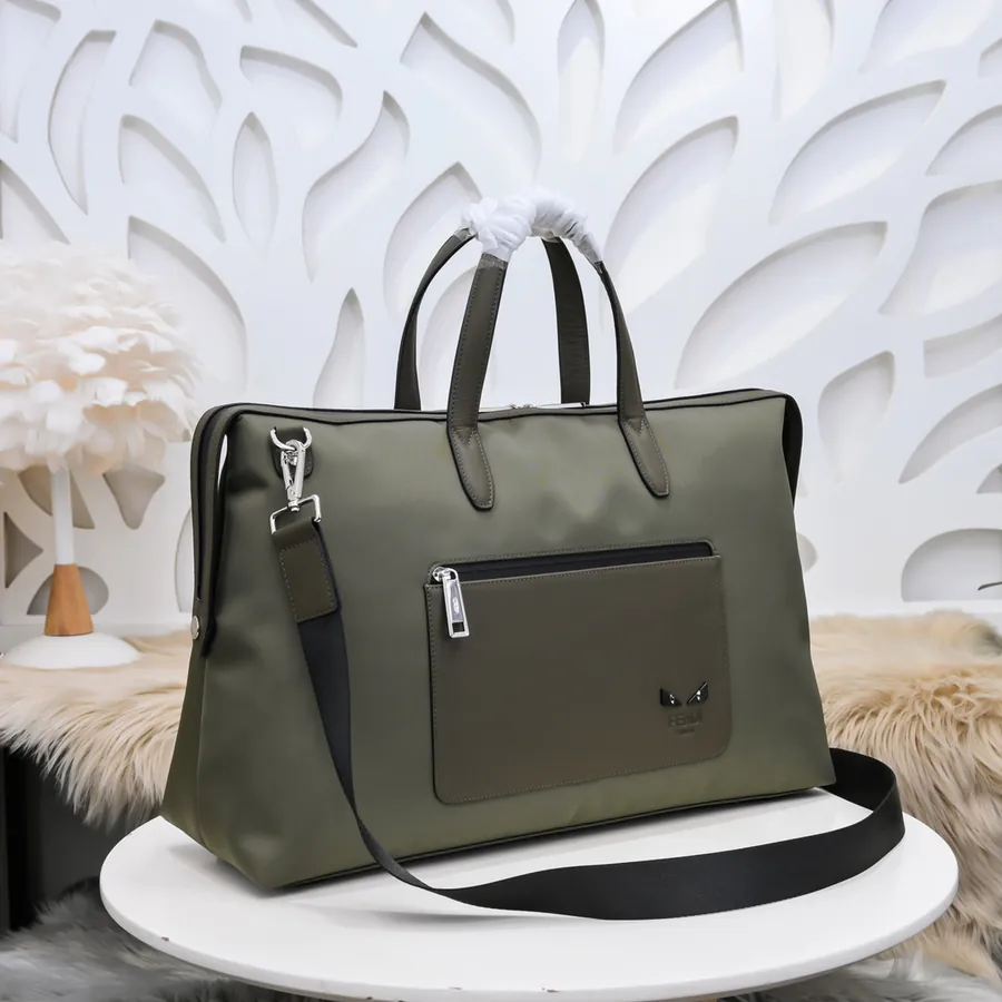 FENDI Latest Travel Bag with Grained Calfskin and Waterproof Fabric