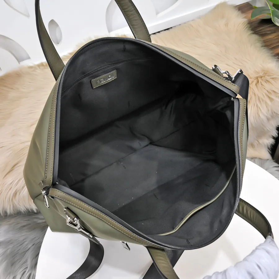 FENDI Latest Travel Bag with Grained Calfskin and Waterproof Fabric