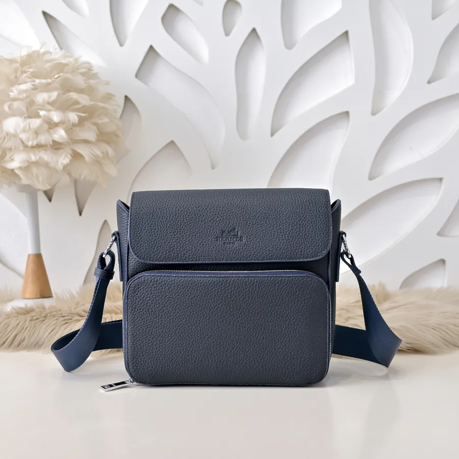 Hermes Men's Crossbody Bag Premium Calfskin, Elegant Hardware