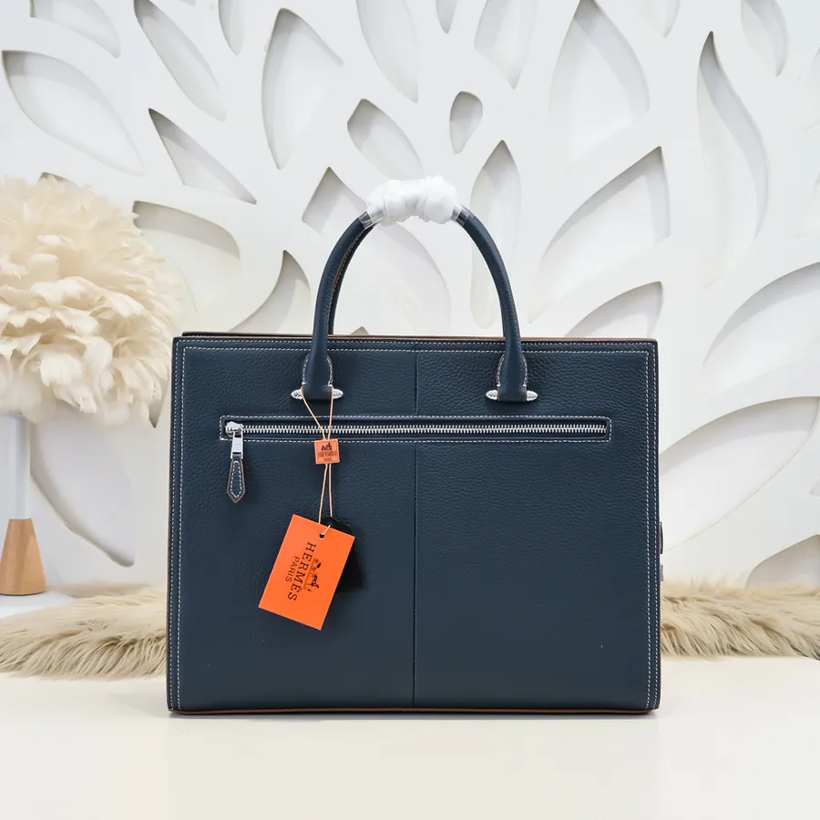 Hermes Men's Briefcase Premium Calfskin, Two tone, Stylish and Practical