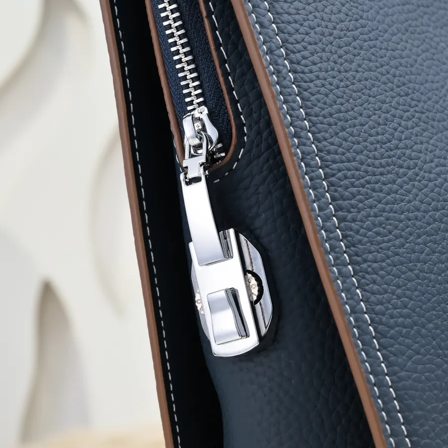 Hermes Men's Briefcase Premium Calfskin, Two tone, Stylish and Practical