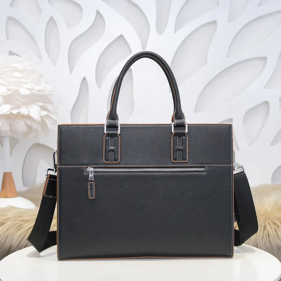 Hermes Men's Briefcase Premium Calfskin, Elegant Design