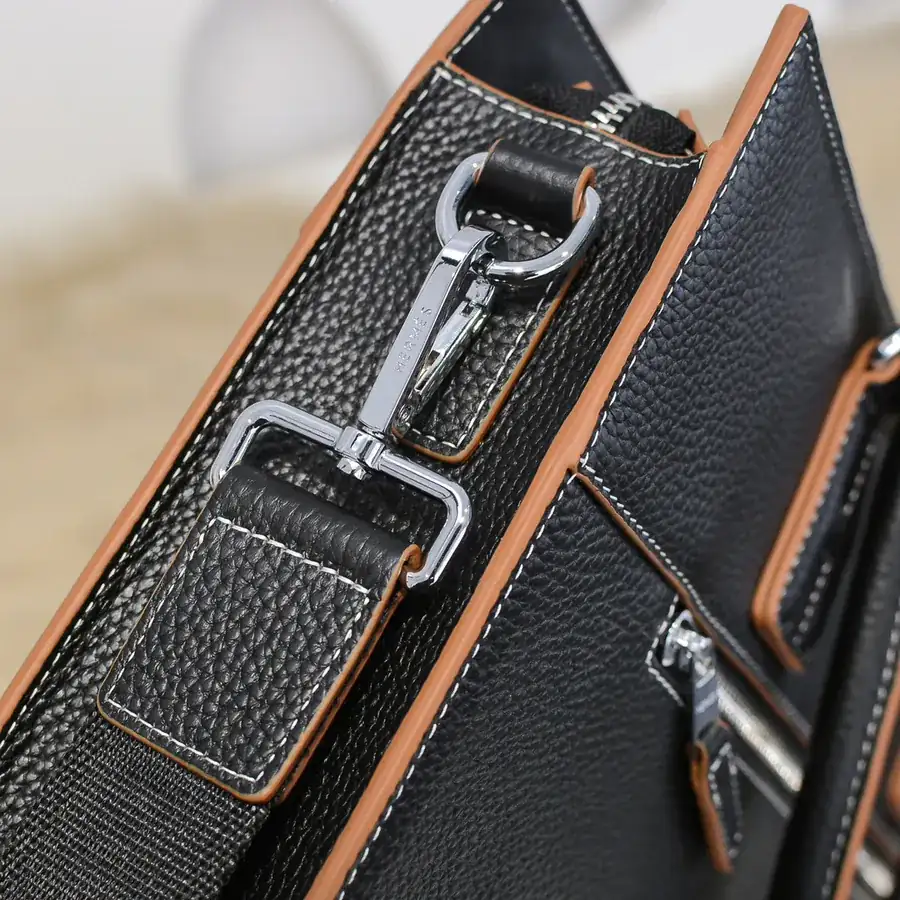 Hermes Men's Briefcase Premium Calfskin, Elegant Design