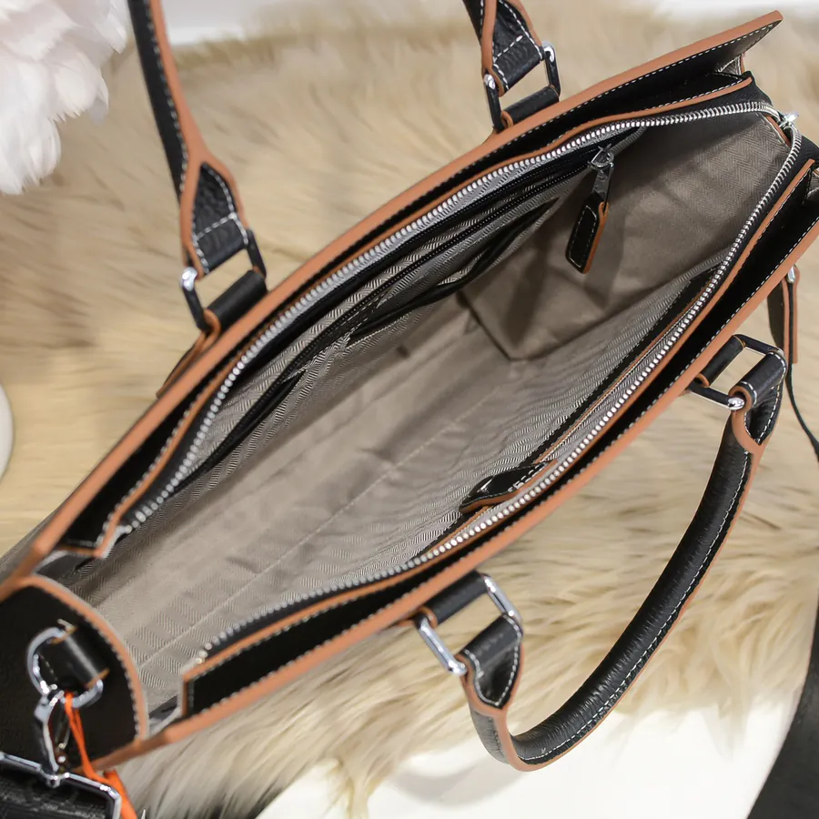 Hermes Men's Briefcase Premium Calfskin, Elegant Design
