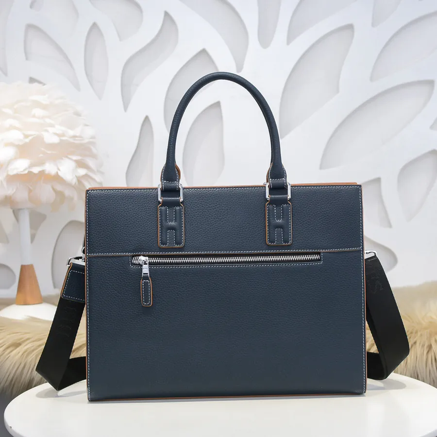 Hermes Men's Briefcase Premium Calfskin, Elegant Design