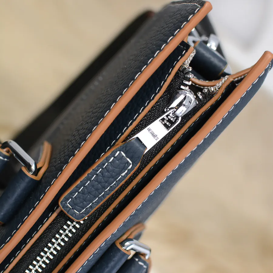 Hermes Men's Briefcase Premium Calfskin, Elegant Design