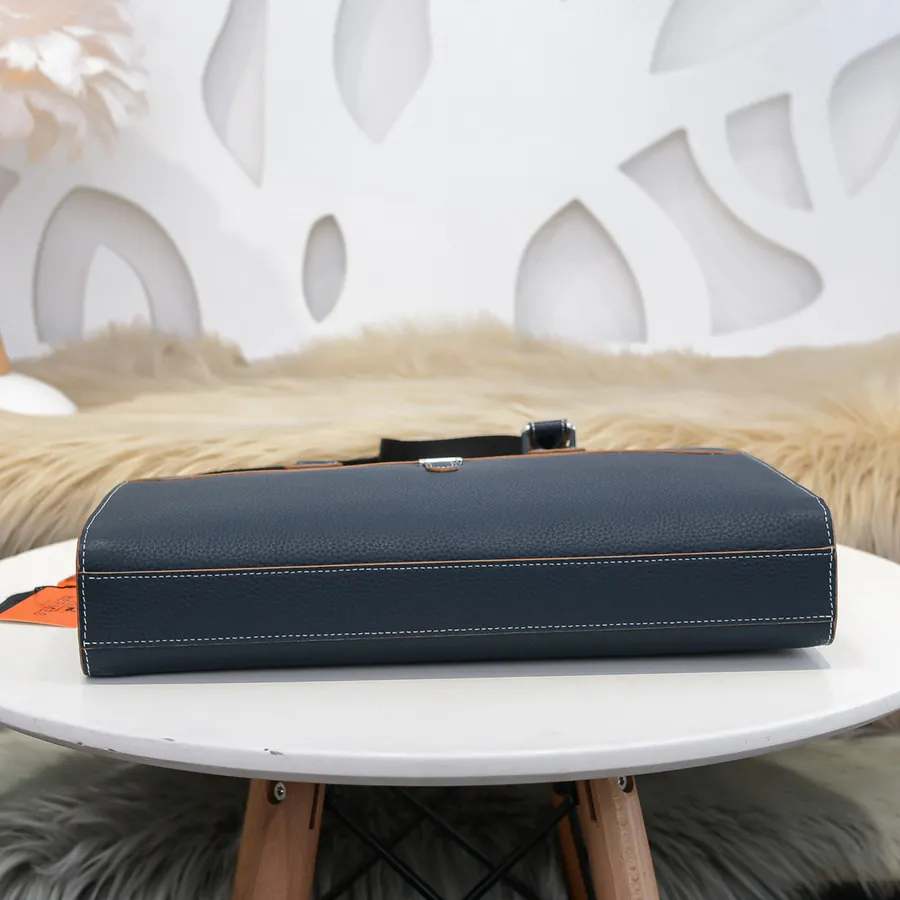 Hermes Men's Briefcase Premium Calfskin, Elegant Design