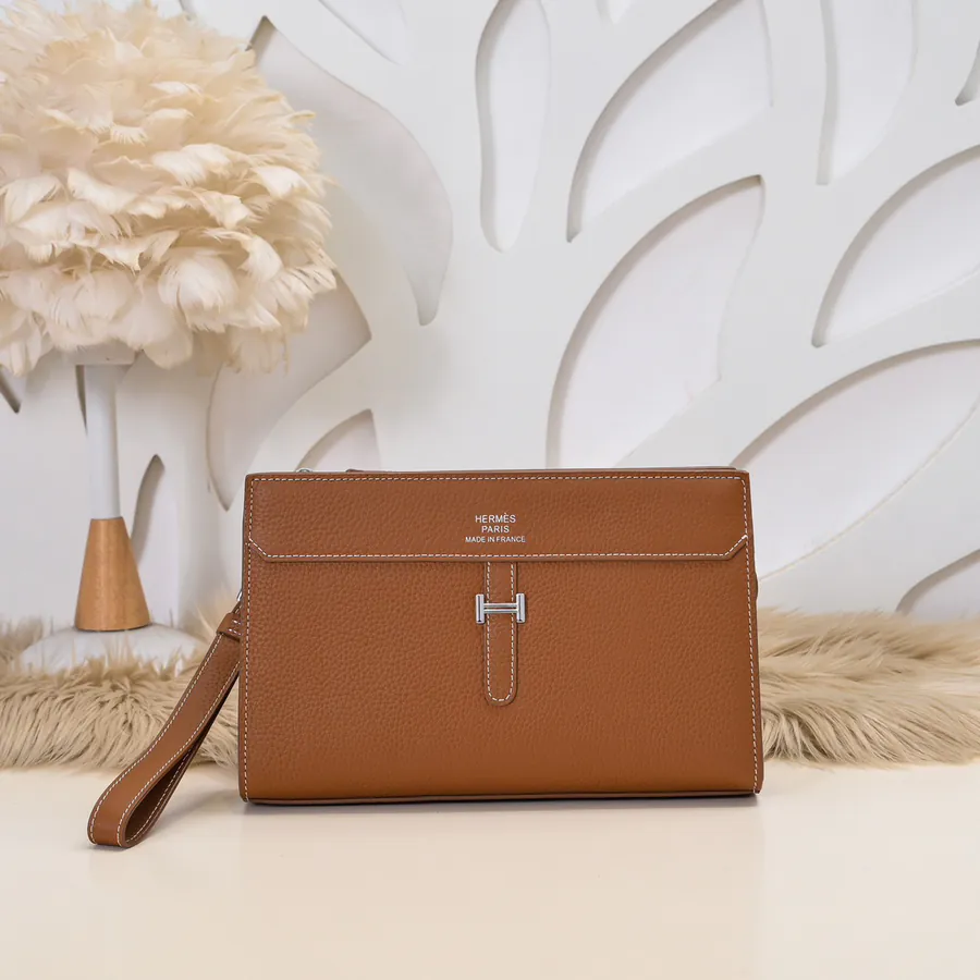 Hermes Men's Handbag Premium Calfskin, Elegant Design