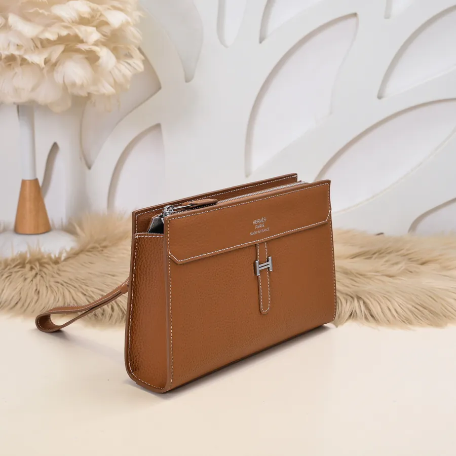 Hermes Men's Handbag Premium Calfskin, Elegant Design