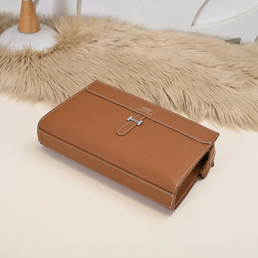 Hermes Men's Handbag Premium Calfskin, Elegant Design