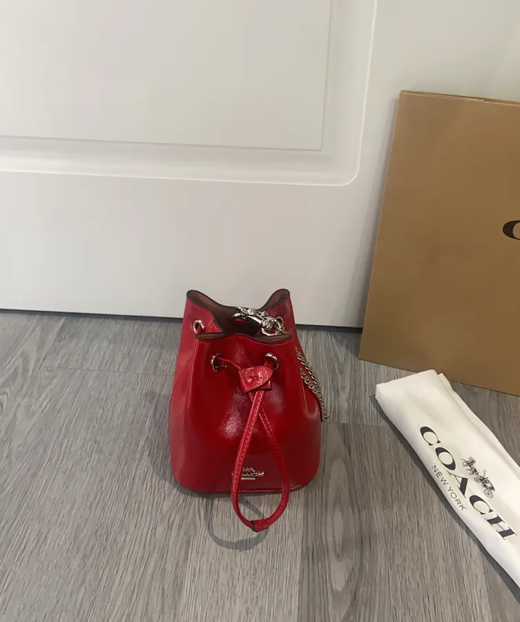 2025 New Drawstring Mini Bucket Bag in Denim Grained Calfskin
