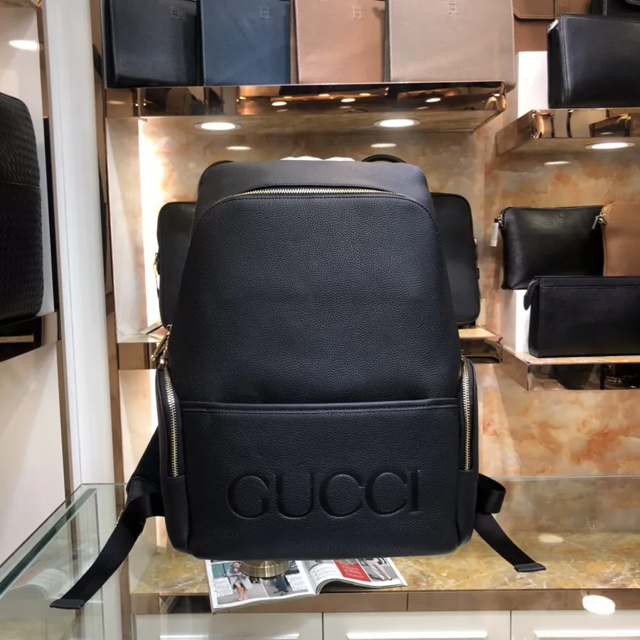 Gucci Men's Backpack Premium Black Grained Calfskin