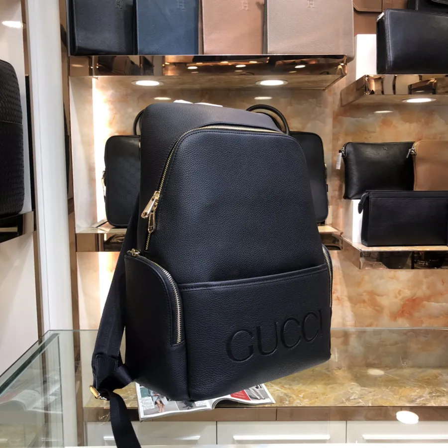 Gucci Men's Backpack Premium Black Grained Calfskin