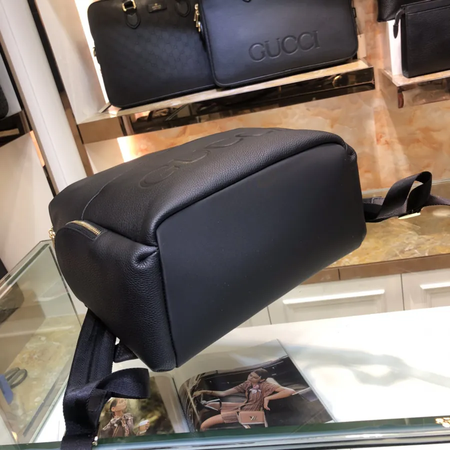 Gucci Men's Backpack Premium Black Grained Calfskin