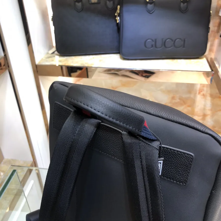 Gucci Men's Backpack Premium Black Grained Calfskin