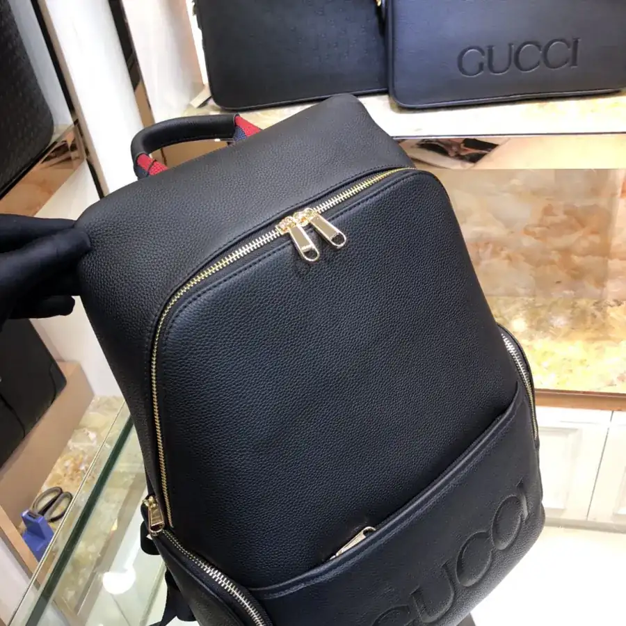 Gucci Men's Backpack Premium Black Grained Calfskin