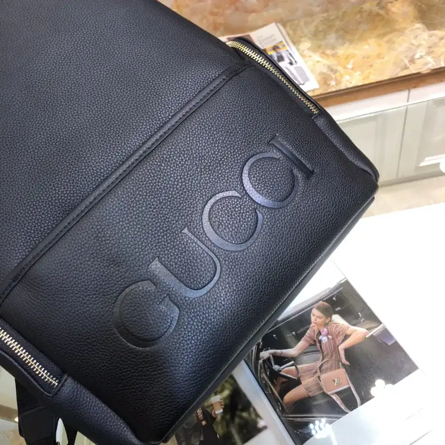 Gucci Men's Backpack Premium Black Grained Calfskin