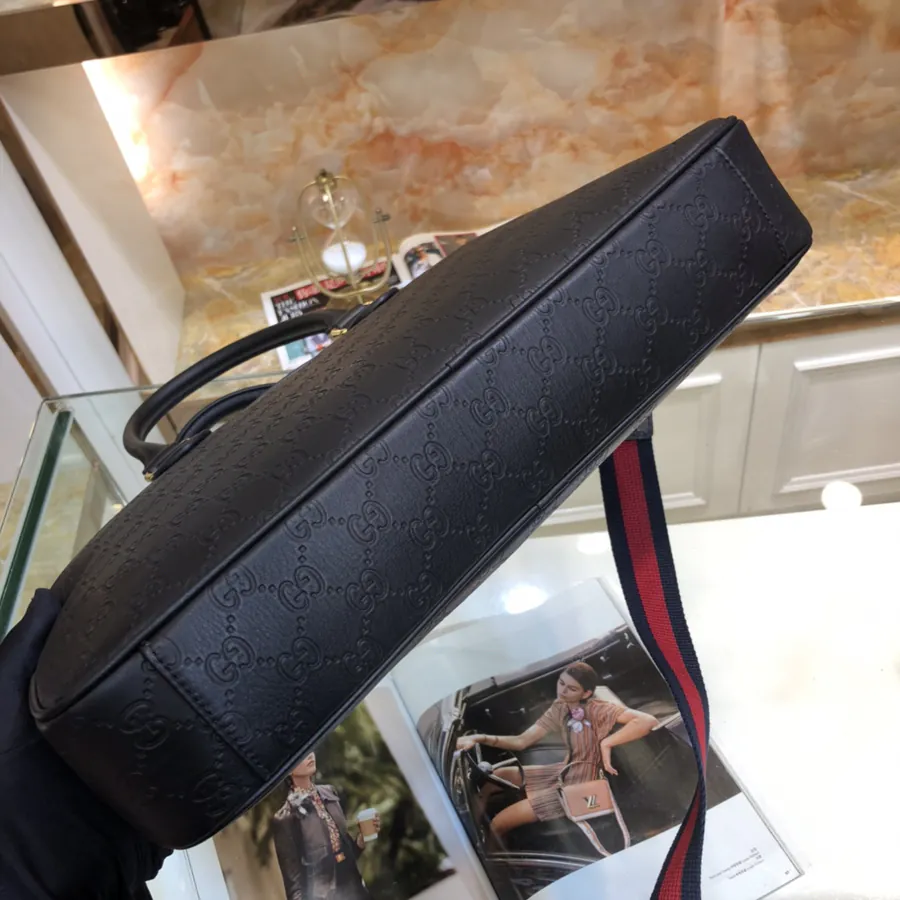 Gucci Men's Briefcase Premium Black Grained Calfskin