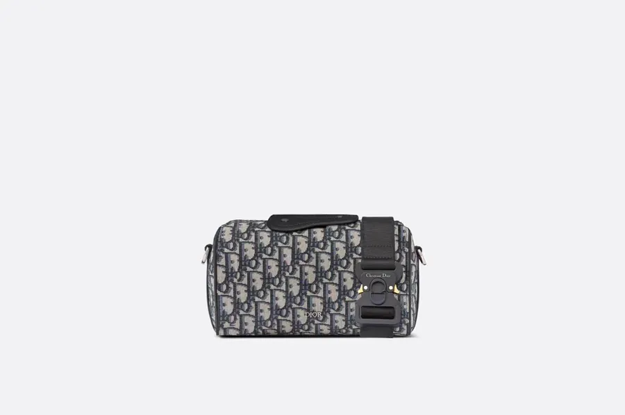 Lingot Messenger Bag Black Canvas with Diamond Pattern